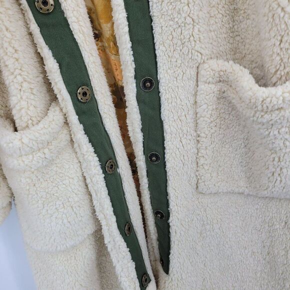 Free People Tessa Teddy Coat M Cream Faux Fur Longline Duster Glam OB1064886 - Picture 9 of 14